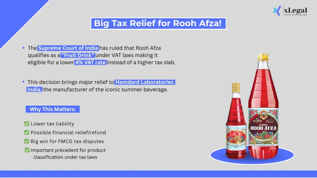 Rooh Afza Classified as Fruit Drink: Supreme Court Allows 4% VAT Rate